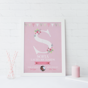 New Baby Initial Customised Print | Heart Invites | Beautiful Personalised Wedding Stationery