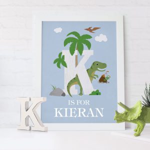 Initial Dinosaur Personalised Print | Heart Invites | Beautiful Personalised Wedding Stationery