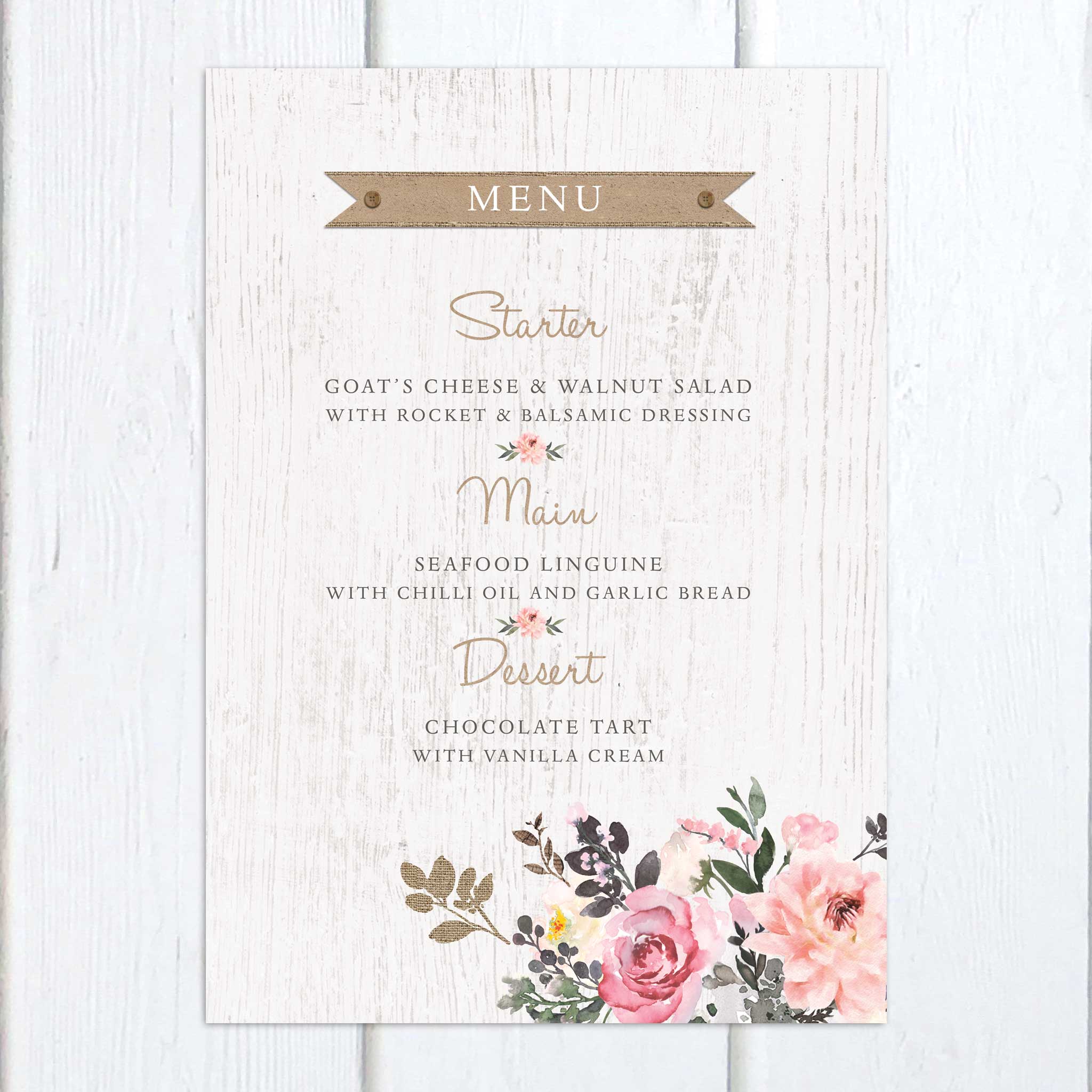 Floral Chalkboard On the Day Wedding Stationery | Heart Invites | Beautiful Personalised Wedding Stationery