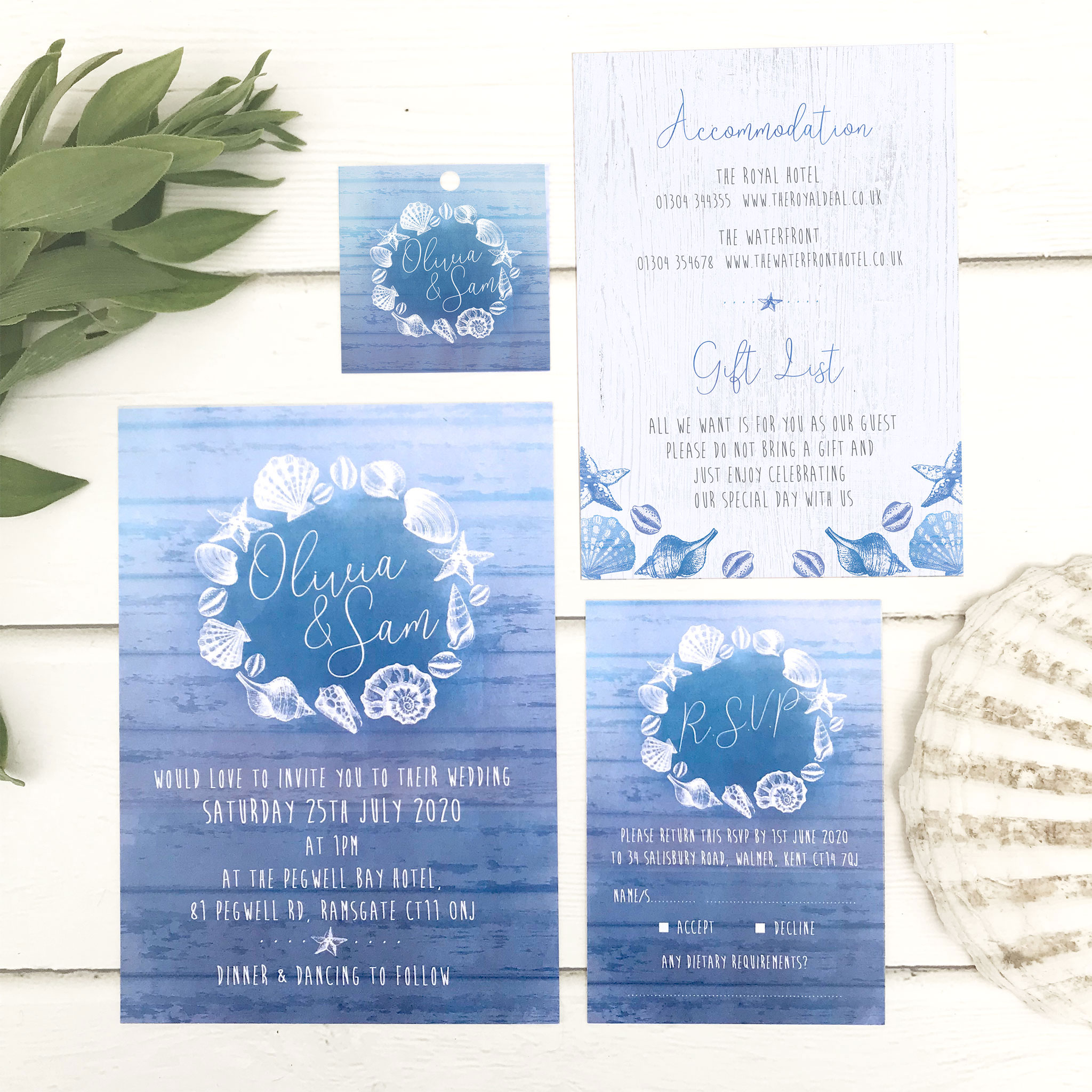 Ocean Ombre Wedding Invitation | Heart Invites | Beautiful Personalised Wedding Stationery