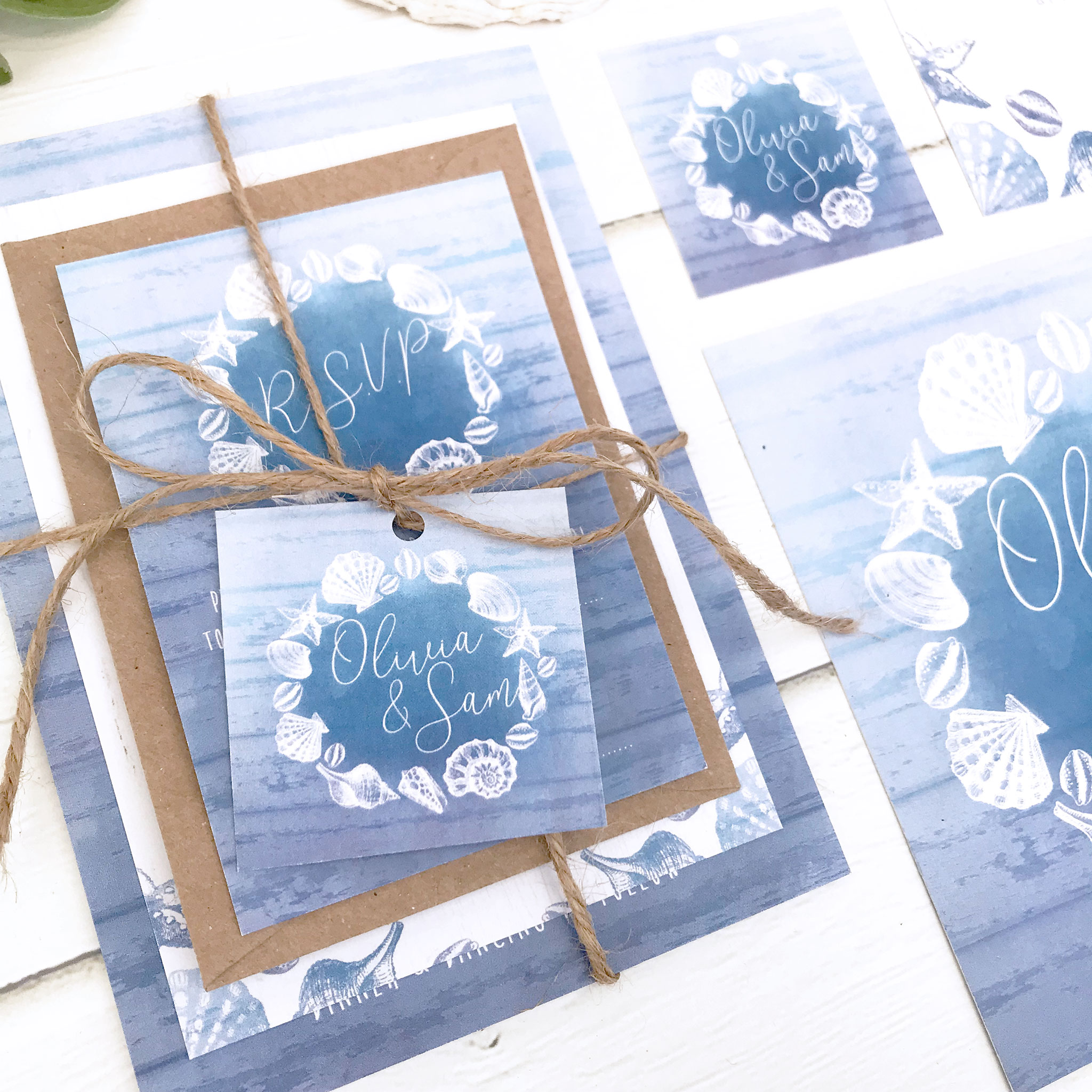Ocean Ombre Wedding Invitation | Heart Invites | Beautiful Personalised Wedding Stationery