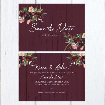 Burgundy Blooms Save the Date