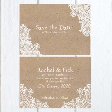 Kraft and Lace Save the Date