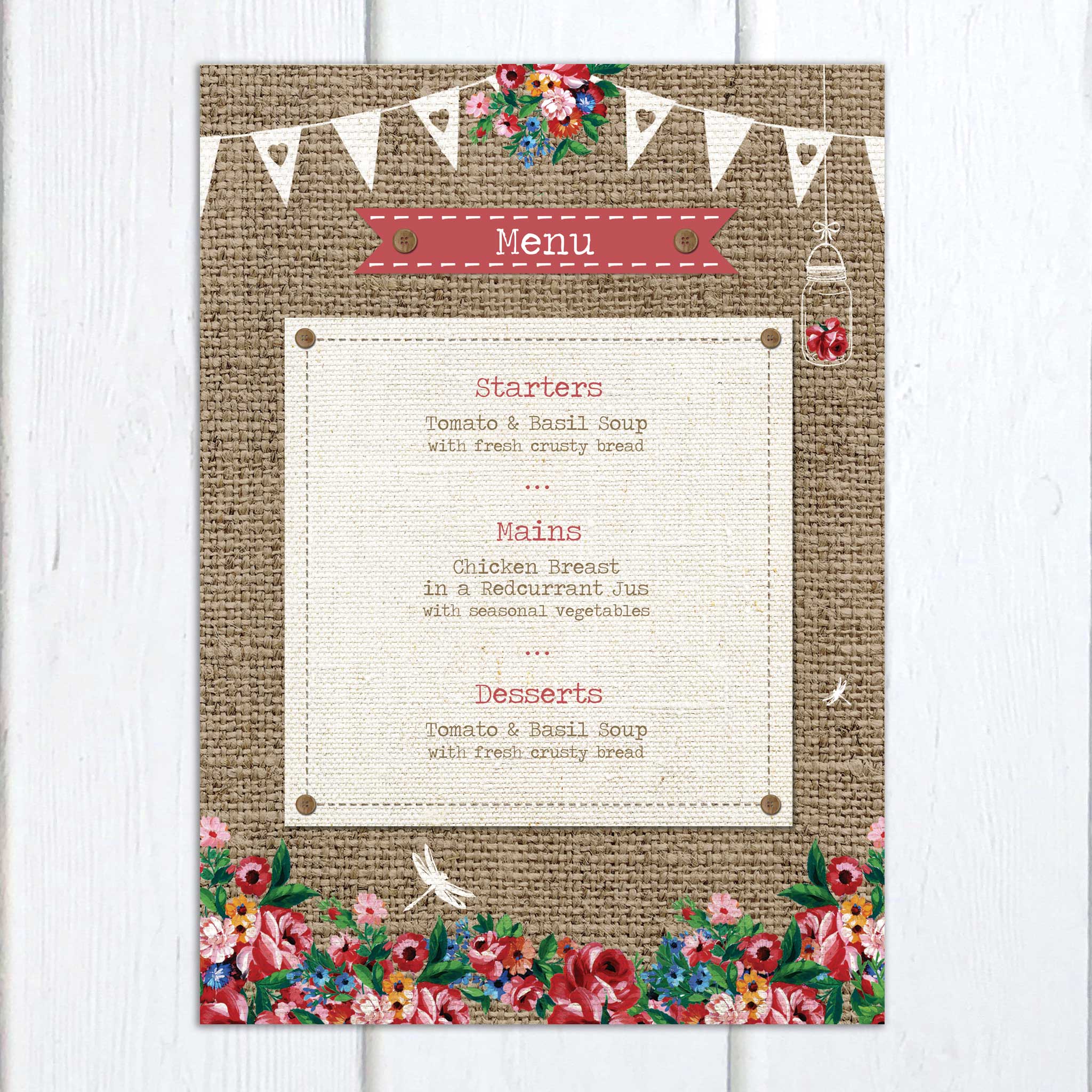 Rustic Bloom On the Day Wedding Stationery | Heart Invites | Beautiful Personalised Wedding Stationery