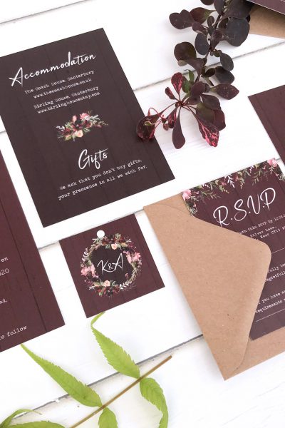 Burgundy wedding invitations