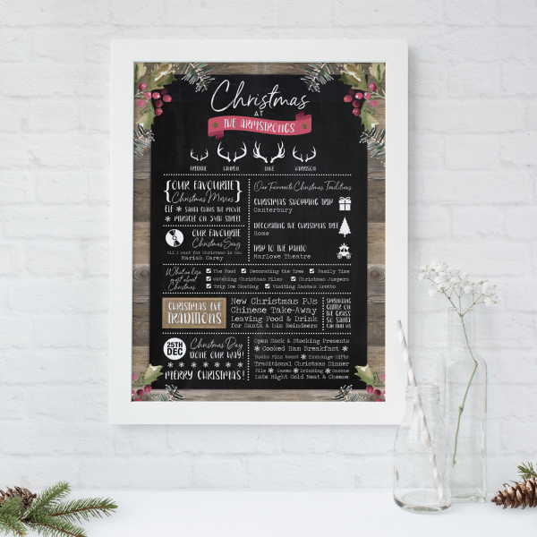 personalised family Christmas traditions print